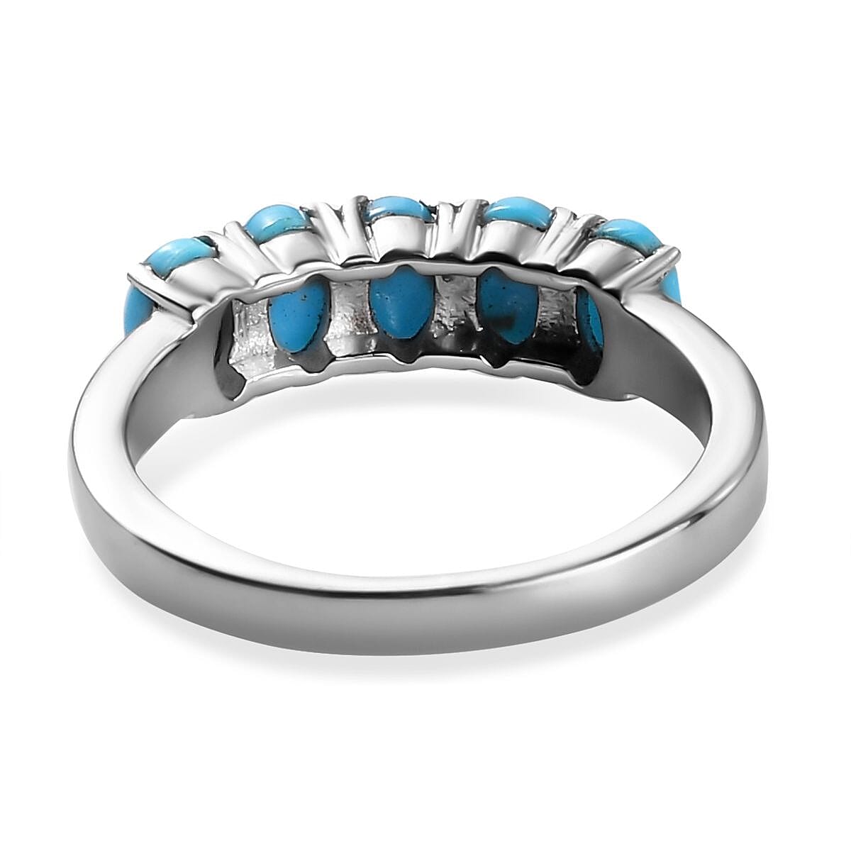 Sleeping Beauty Turquoise 1.00 ctw 5 Stone Ring in Stainless Steel (Size 9.0)