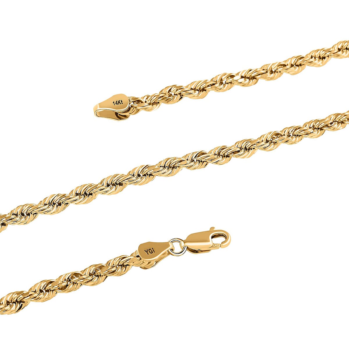 14K Yellow Gold 4mm Rope Chain Necklace 26 Inches 8.80 Grams image number 2