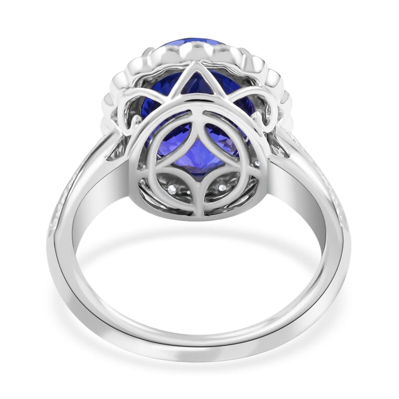Certified and Appraised Rhapsody 950 Platinum AAAA Tanzanite and E-F VS Diamond Cocktail Ring (Size 10.0) 9.15 Grams 7.15 ctw