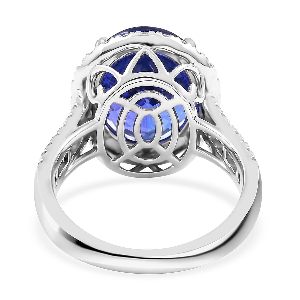 Certified and Appraised Rhapsody 950 Platinum AAAA Tanzanite and E-F VS Diamond Halo Ring 7.65 Grams 7.70 ctw image number 3