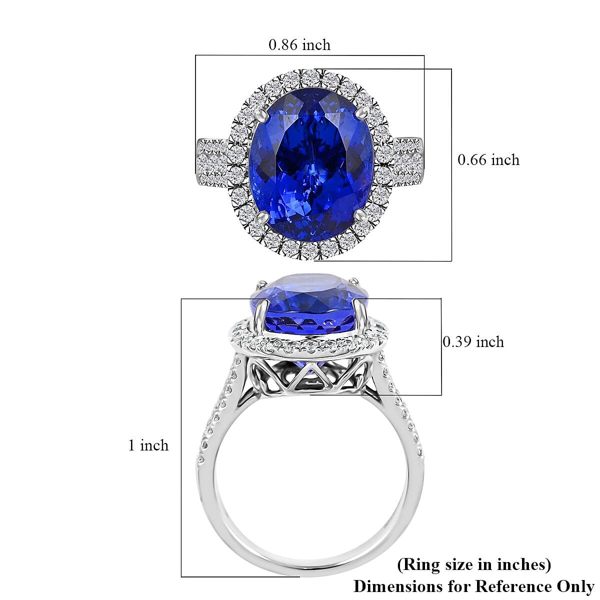 Certified and Appraised Rhapsody 950 Platinum AAAA Tanzanite and E-F VS Diamond Halo Ring 7.65 Grams 7.70 ctw image number 4