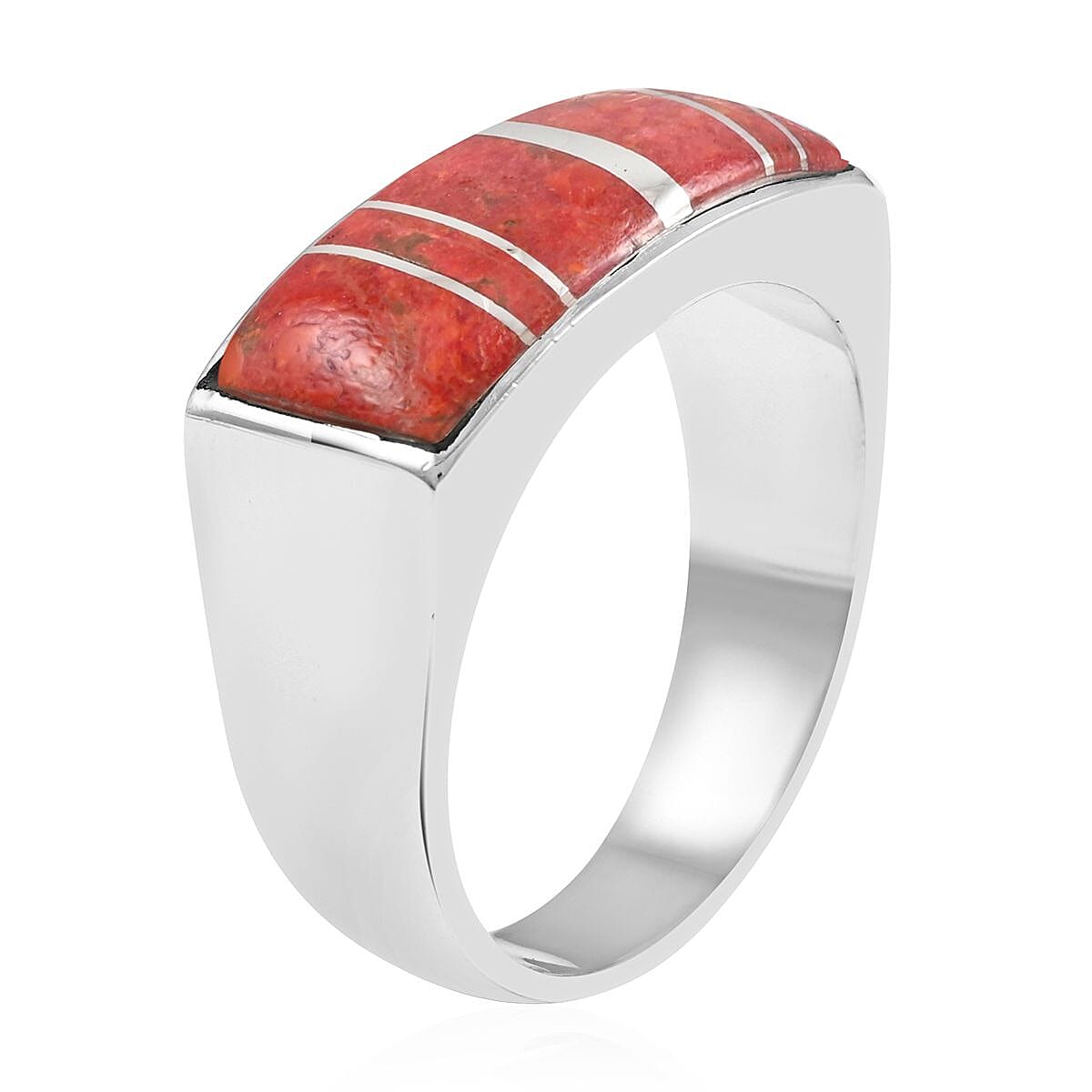 Santa Fe Style Plum Coral Ring in Sterling Silver (Size 6.0) 5.00 ctw image number 3