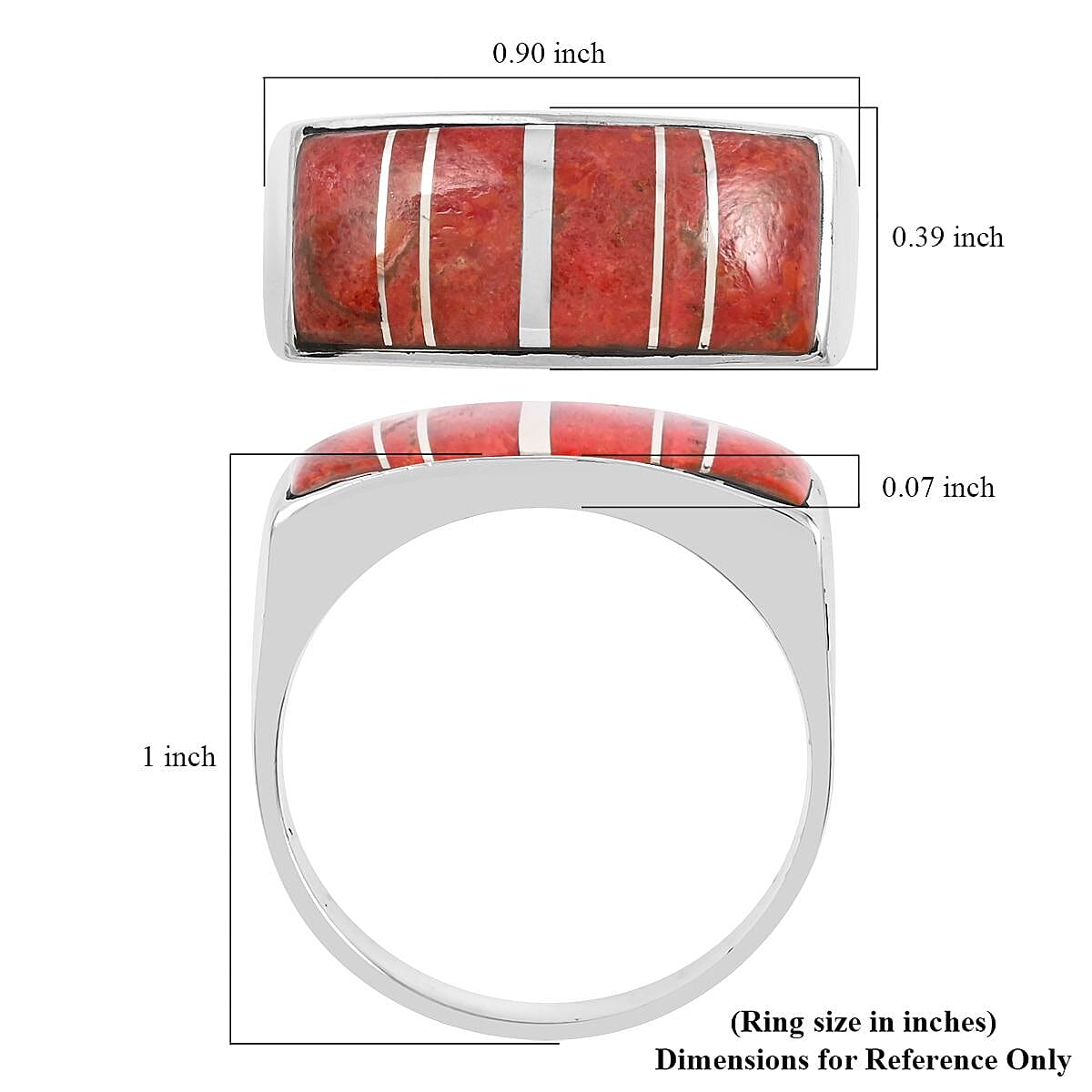 Santa Fe Style Plum Coral Ring in Sterling Silver (Size 6.0) 5.00 ctw image number 4