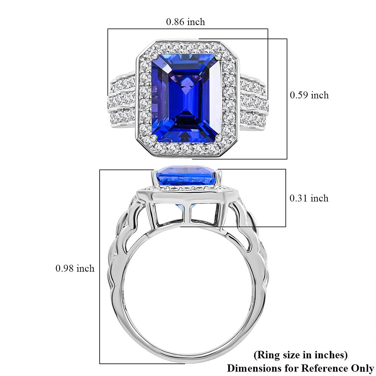 Certified and Appraised Rhapsody 950 Platinum AAAA Tanzanite and E-F VS Diamond Halo Ring (Size 10.0) 14 Grams 7.65 ctw image number 5