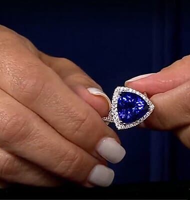 Certified and Appraised Rhapsody 950 Platinum AAAA Tanzanite and E-F VS Diamond Halo Ring (Size 10.0) 8.50 Grams 7.80 ctw