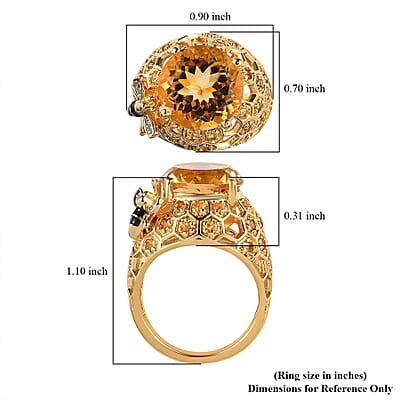 GP Trionfo Collection Premium Brazilian Citrine and White Zircon Ring in Vermeil Yellow Gold Over Sterling Silver (Size 10.0) 6.60 ctw