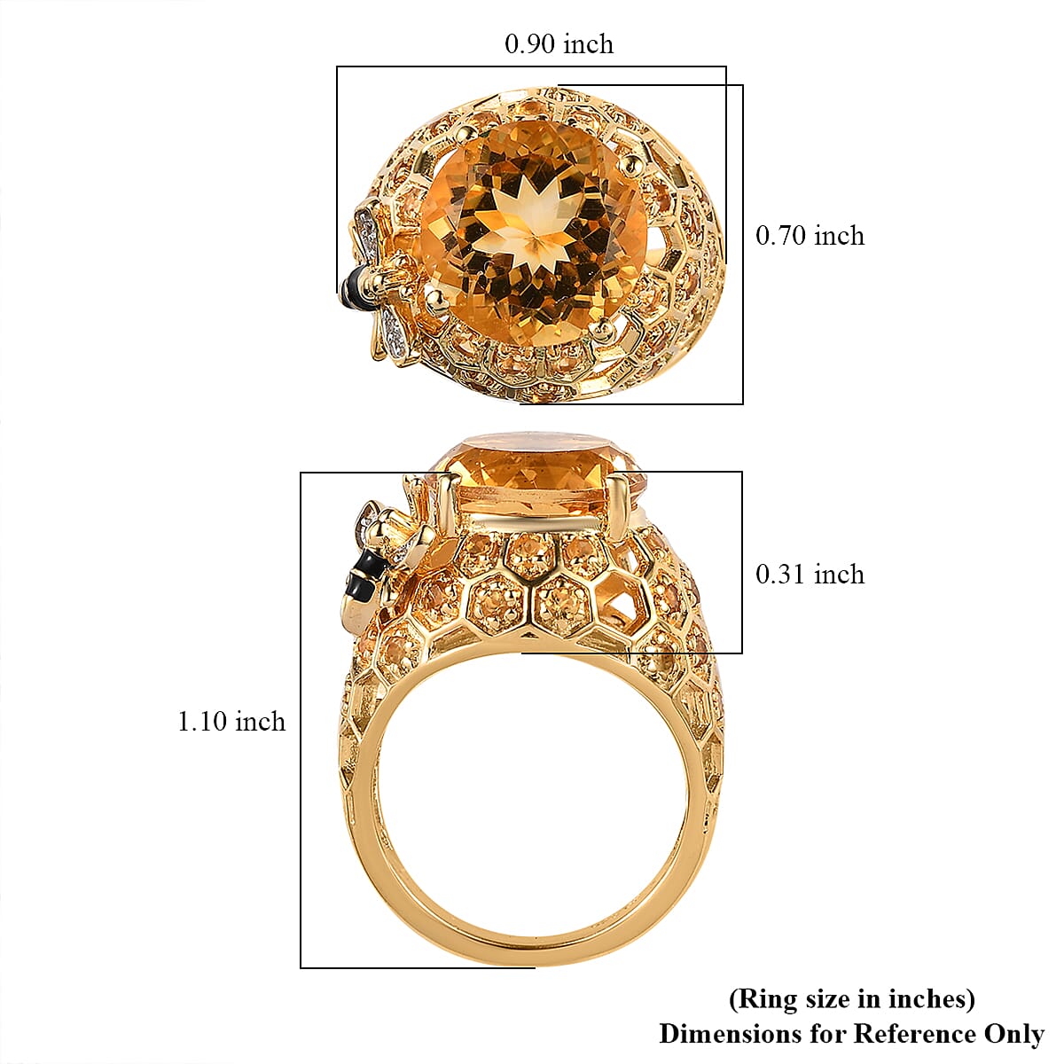 GP Trionfo Collection Premium Brazilian Citrine and White Zircon Ring in Vermeil Yellow Gold Over Sterling Silver (Size 6.0) 6.60 ctw