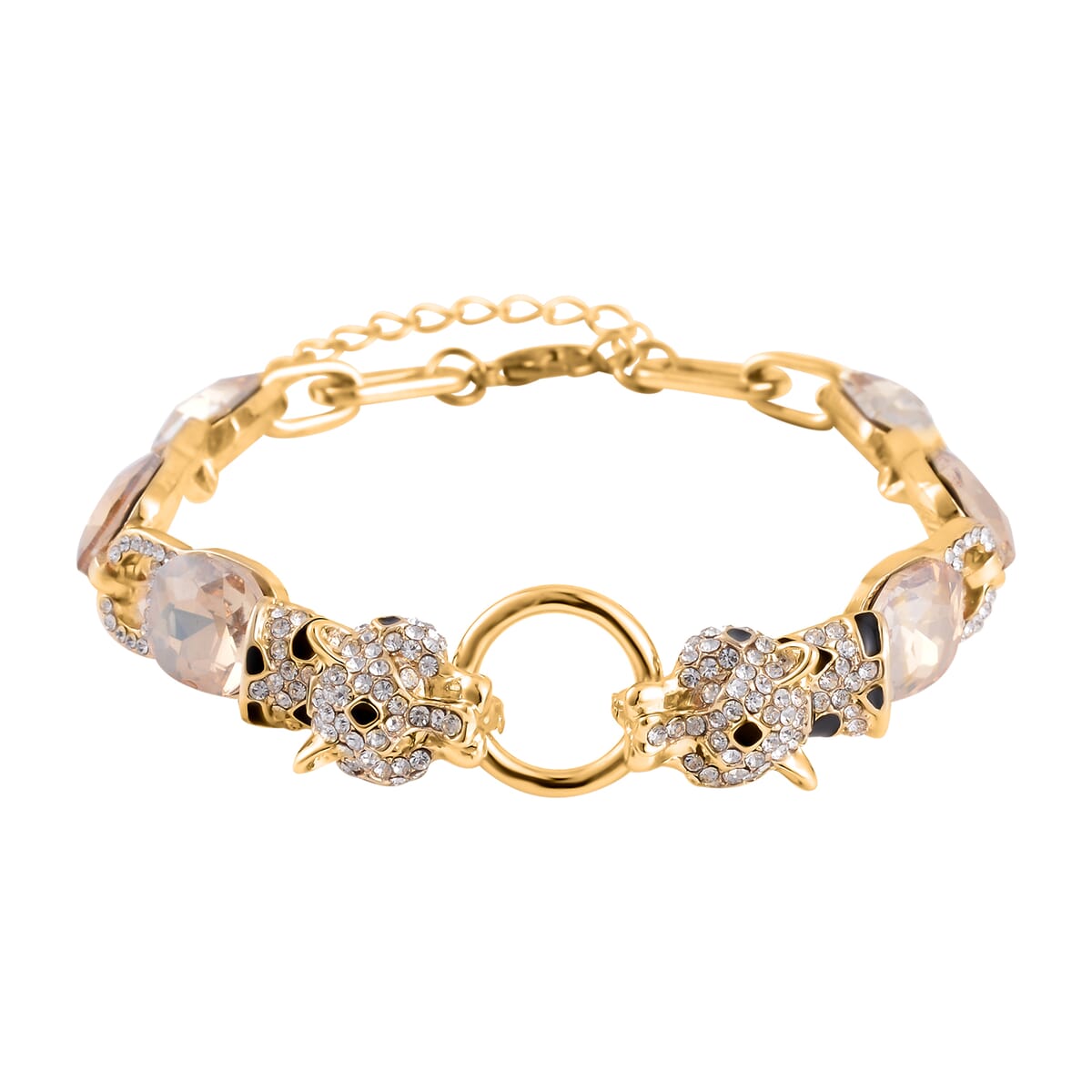 Champagne Glass and Austrian Crystal Bracelet (8-10In) in Goldtone image number 0