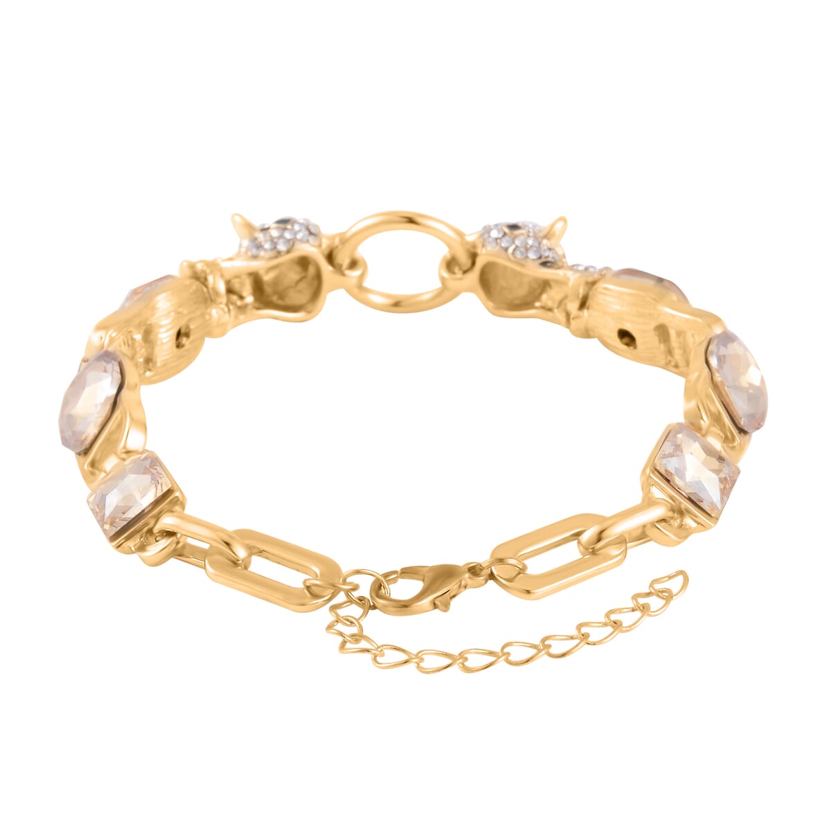 Champagne Glass and Austrian Crystal Bracelet (8-10In) in Goldtone image number 2