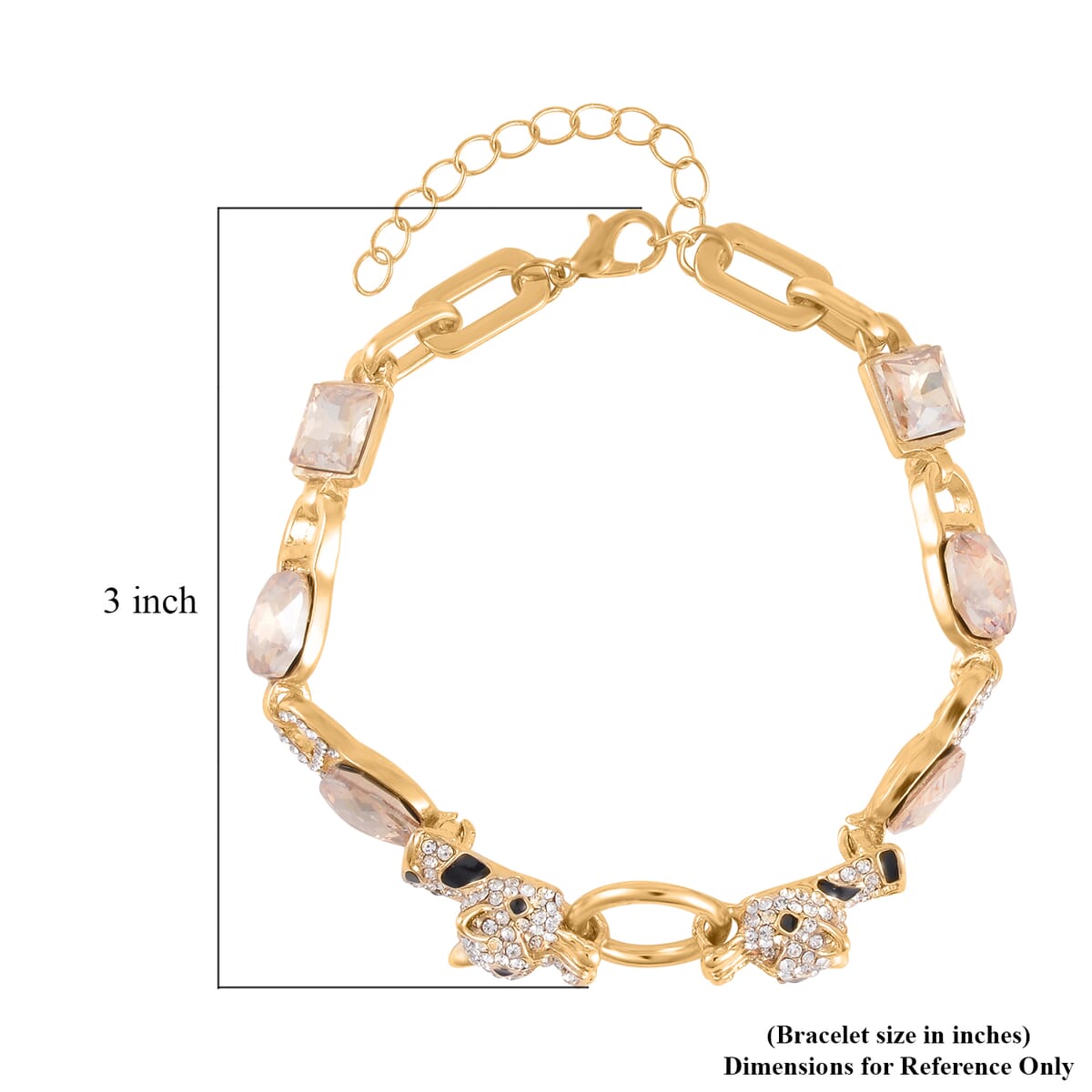 Champagne Glass and Austrian Crystal Bracelet (8-10In) in Goldtone image number 4