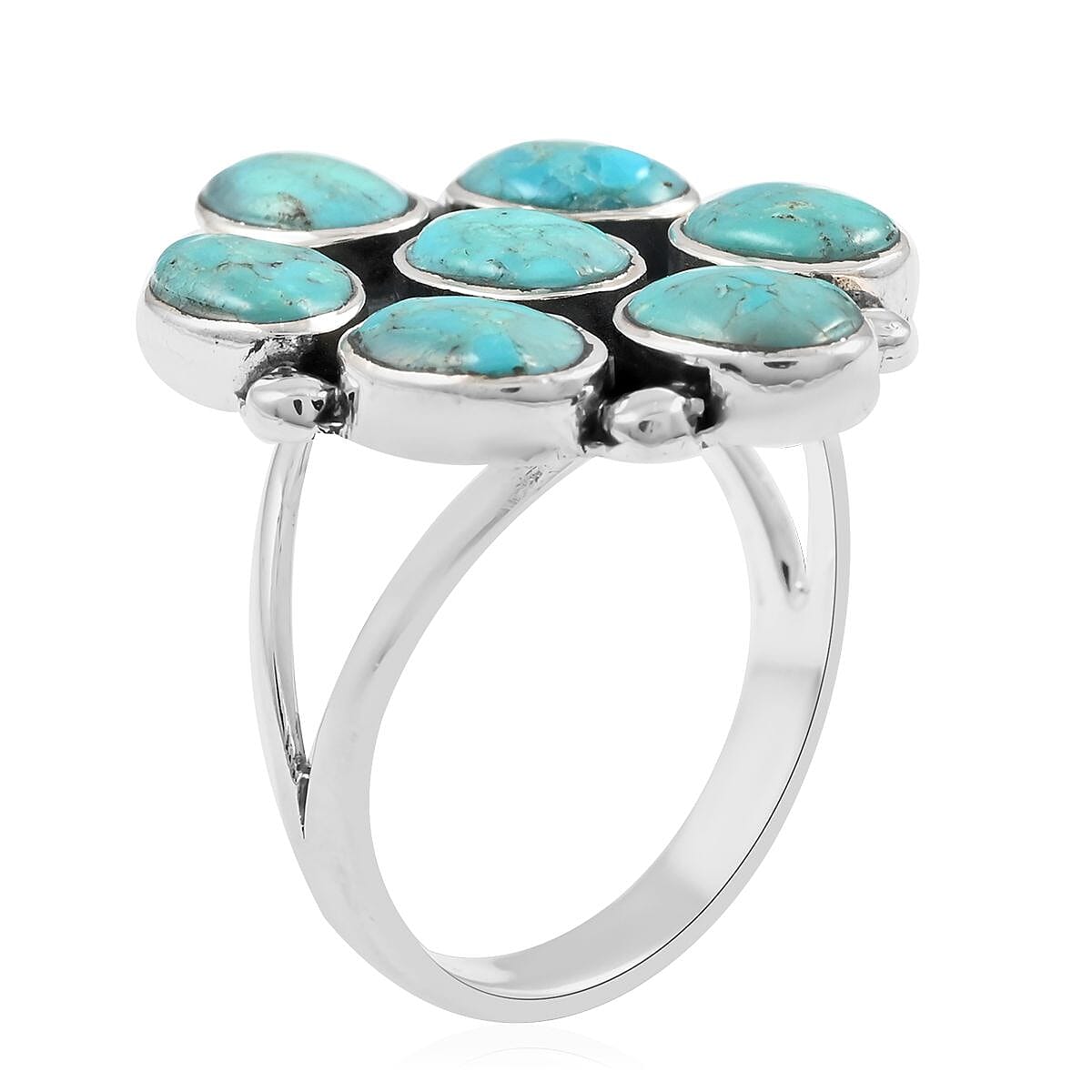Santa Fe Style Kingman Turquoise Ring in Sterling Silver 5.25 ctw image number 3