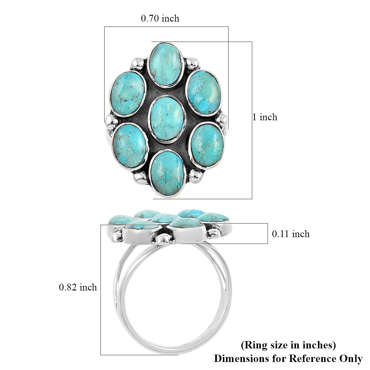 Santa Fe Style Kingman Turquoise Ring in Sterling Silver 5.25 ctw image number 4