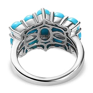 Sleeping Beauty Turquoise 4.62 ctw Cluster Ring in Platinum Over Sterling Silver (Size 10)