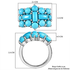 Sleeping Beauty Turquoise 4.62 ctw Cluster Ring in Platinum Over Sterling Silver (Size 10)
