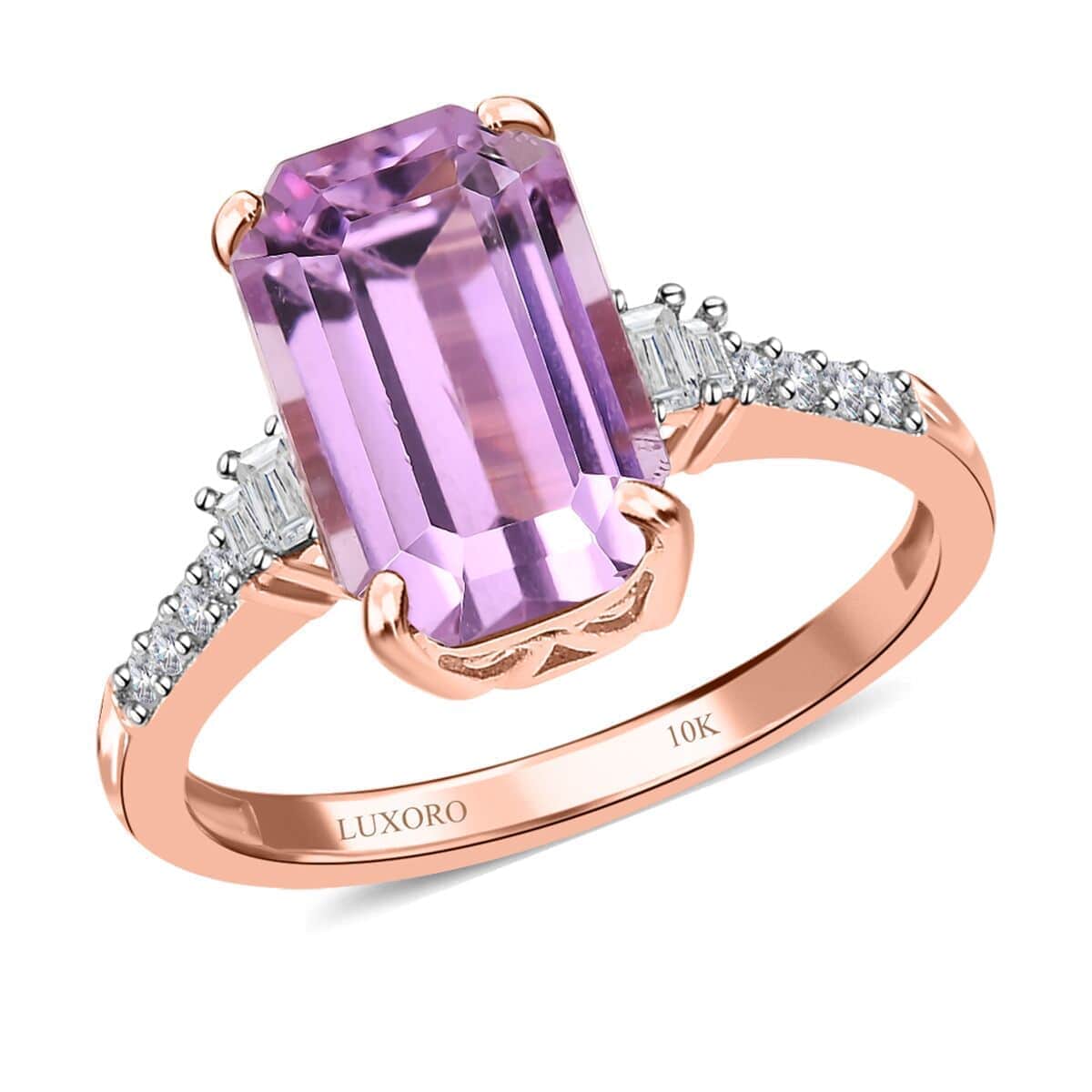 Luxoro 10K Rose Gold AAA Patroke Kunzite and Diamond Ring 5.50 ctw image number 0