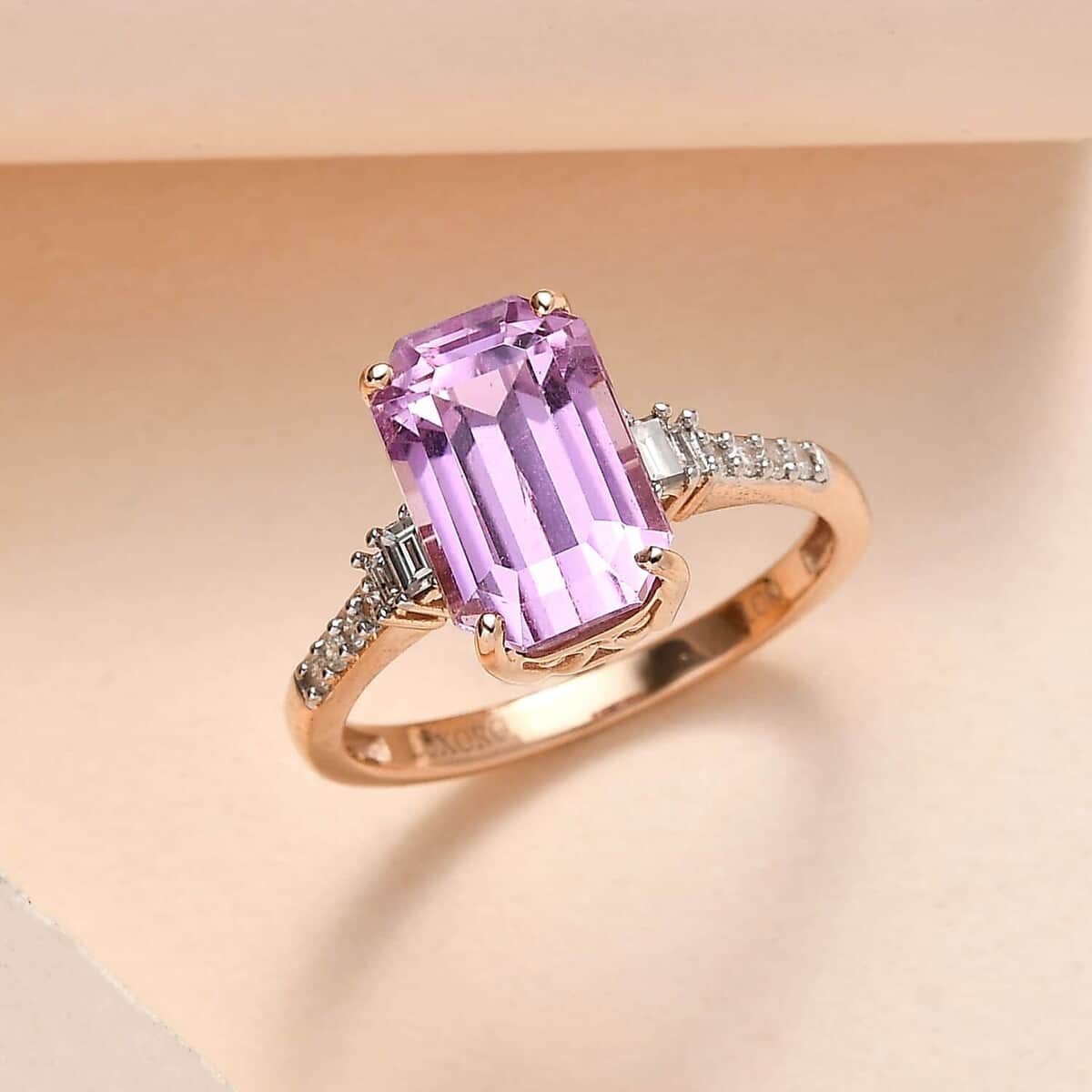 Luxoro 10K Rose Gold AAA Patroke Kunzite and Diamond Ring 5.50 ctw image number 1