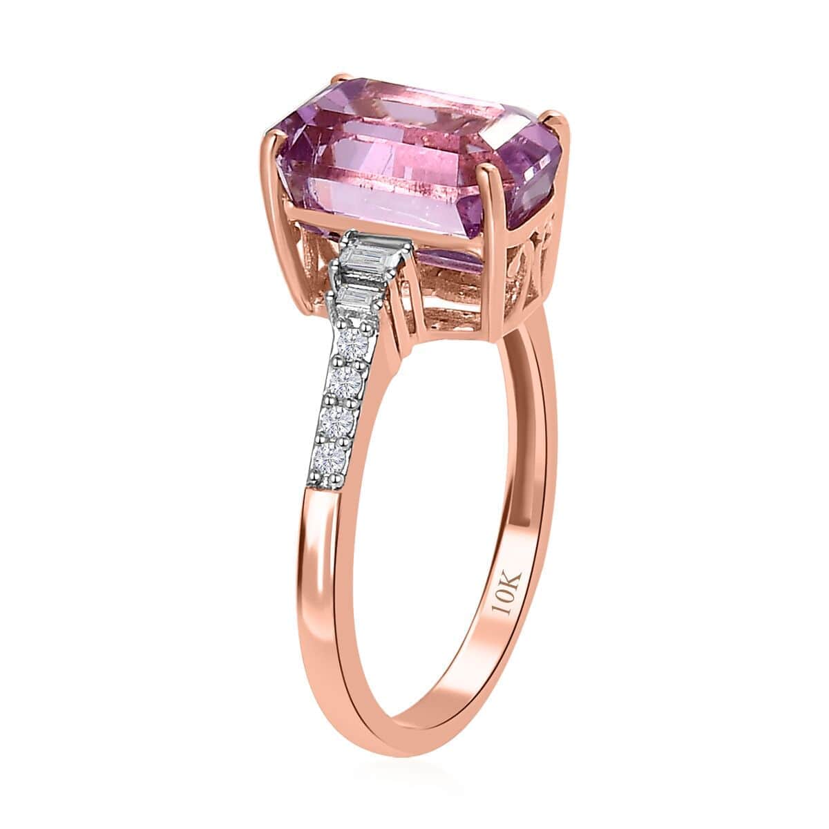 Luxoro 10K Rose Gold AAA Patroke Kunzite and Diamond Ring (Size 7.0) 5.50 ctw image number 3