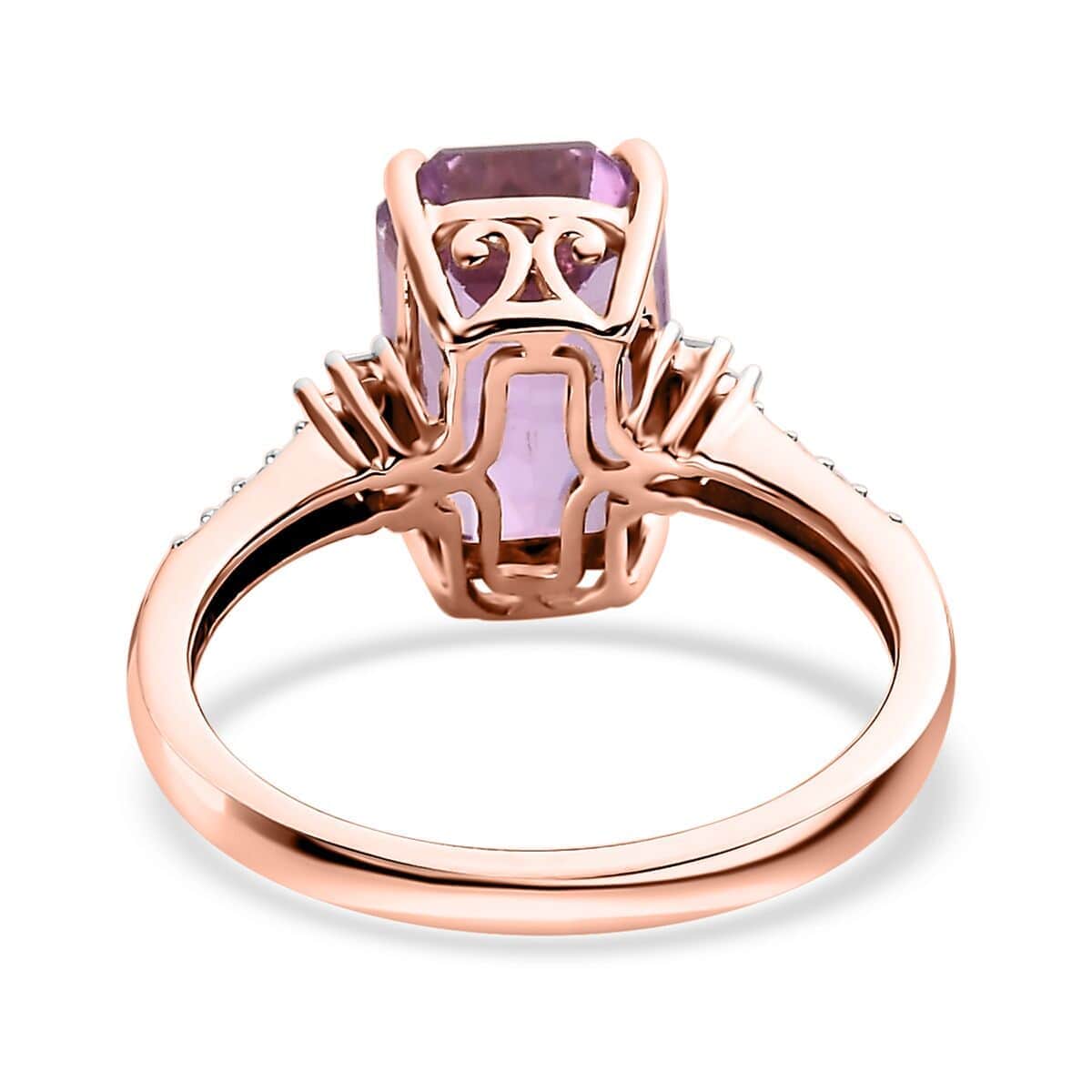 Luxoro 10K Rose Gold AAA Patroke Kunzite and Diamond Ring 5.50 ctw image number 4