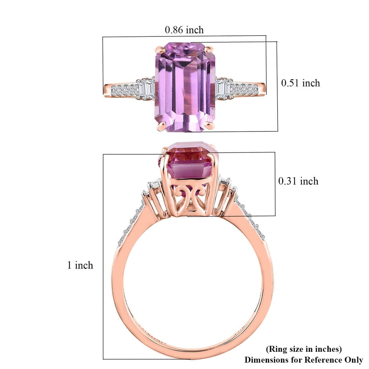 Luxoro 10K Rose Gold AAA Patroke Kunzite and Diamond Ring 5.50 ctw image number 5