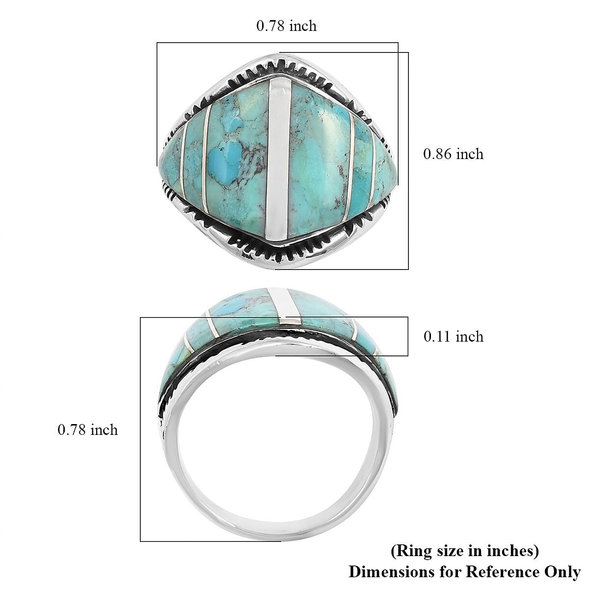 Santa Fe Style Kingman Turquoise Ring in Sterling Silver (Size 10.0) 6.00 ctw image number 4