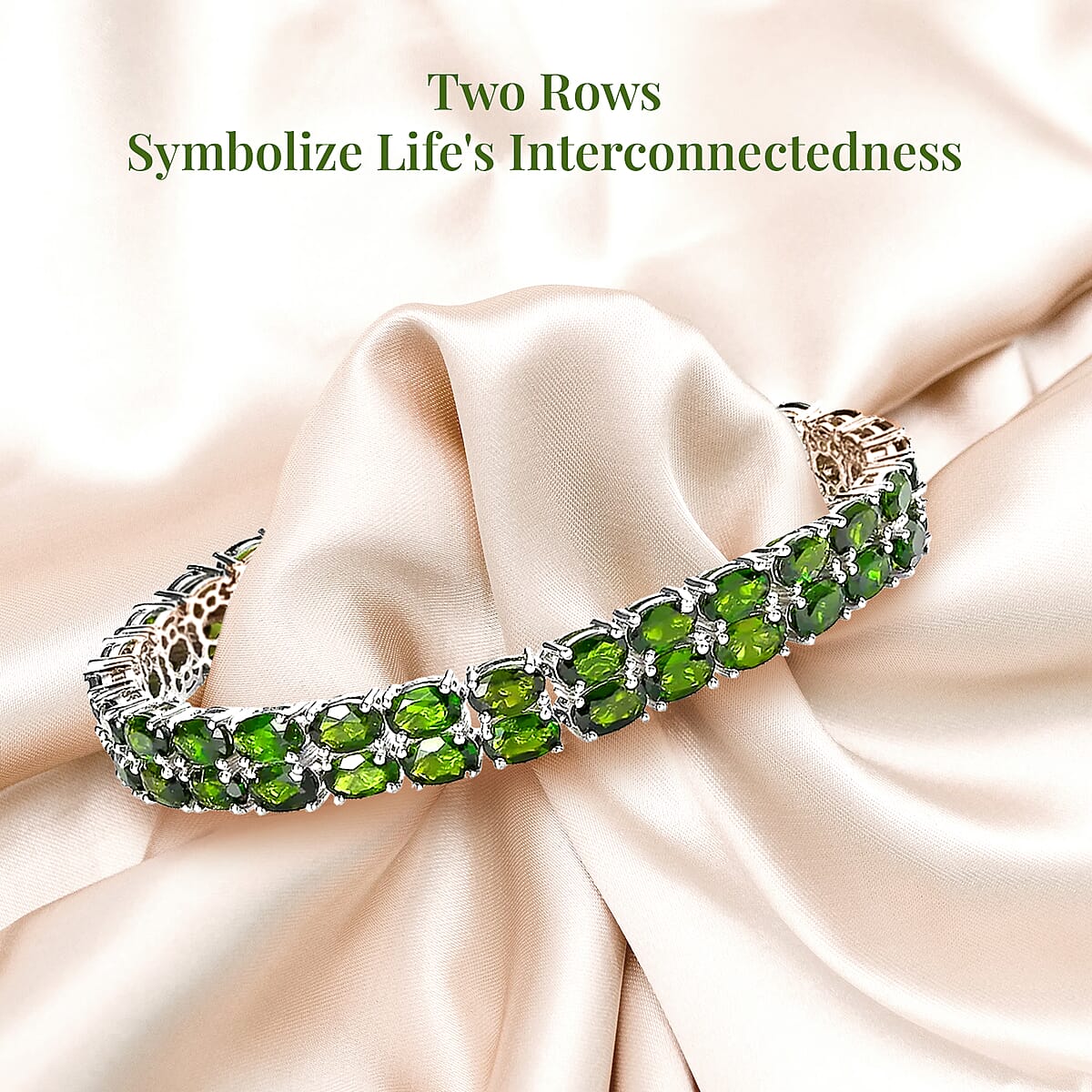 Chrome Diopside Double-Row Bracelet in Platinum Over Sterling Silver (6.50 In) 19.00 ctw image number 3