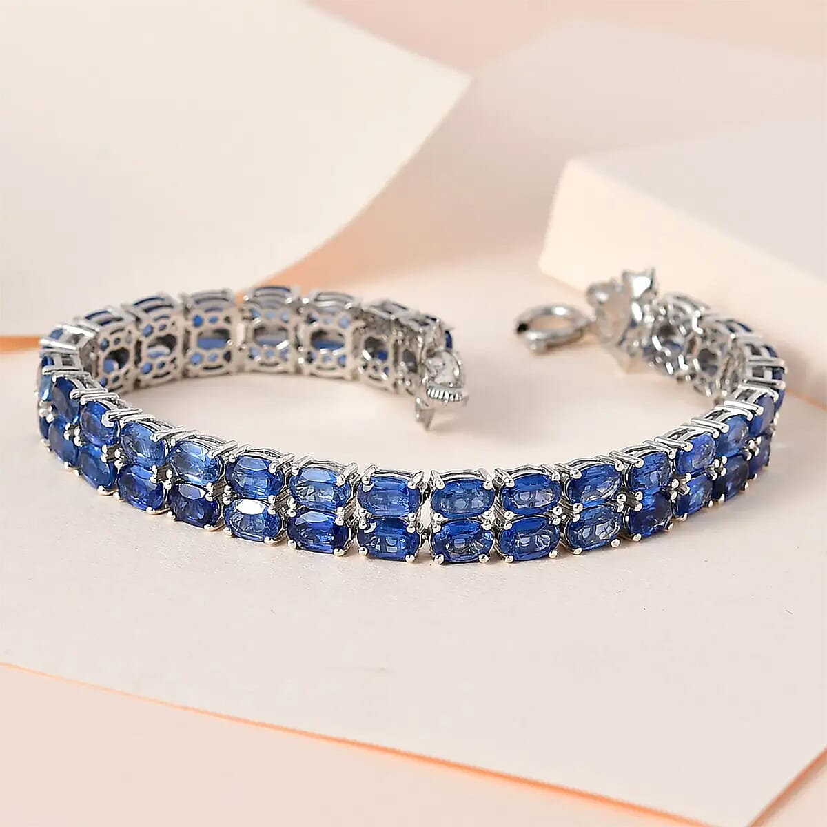 Himalayan Kyanite Double-Row Bracelet in Platinum Over Sterling Silver (6.50 In) 25.20 ctw image number 1
