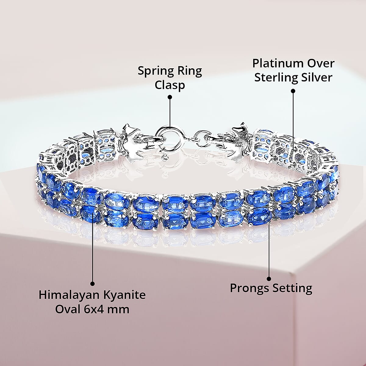 Himalayan Kyanite Double-Row Bracelet in Platinum Over Sterling Silver (6.50 In) 25.20 ctw image number 4