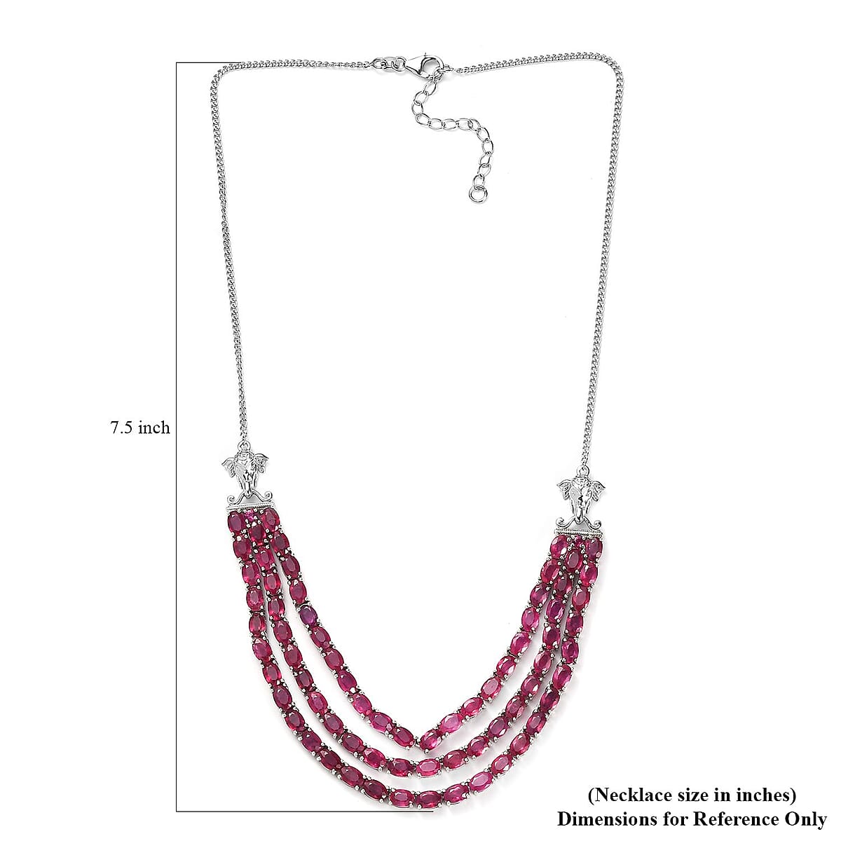 Niassa Ruby (FF) Multi Strand Necklace 18 Inches in Platinum Over Sterling Silver 46.00 ctw image number 5