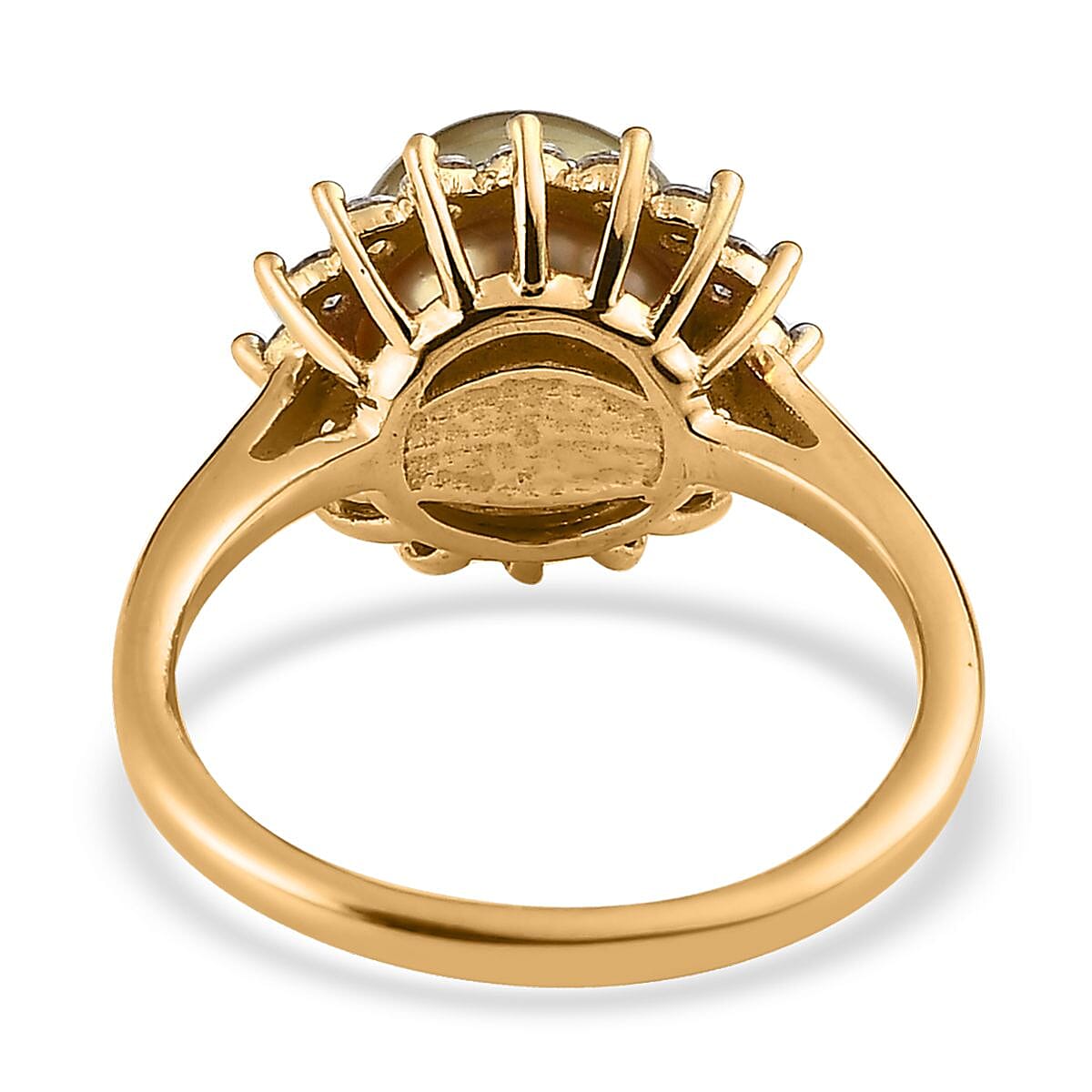 South Sea Golden Pearl and Moissanite Sunburst Ring in Vermeil Yellow Gold Over Sterling Silver (Size 10.0) 0.40 ctw image number 4