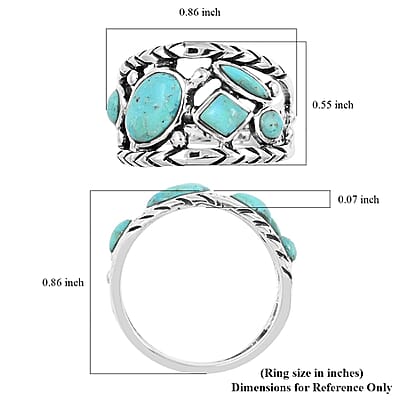 Santa Fe Style Kingman Turquoise Ring in Sterling Silver (Size 10.0) 7.00 ctw