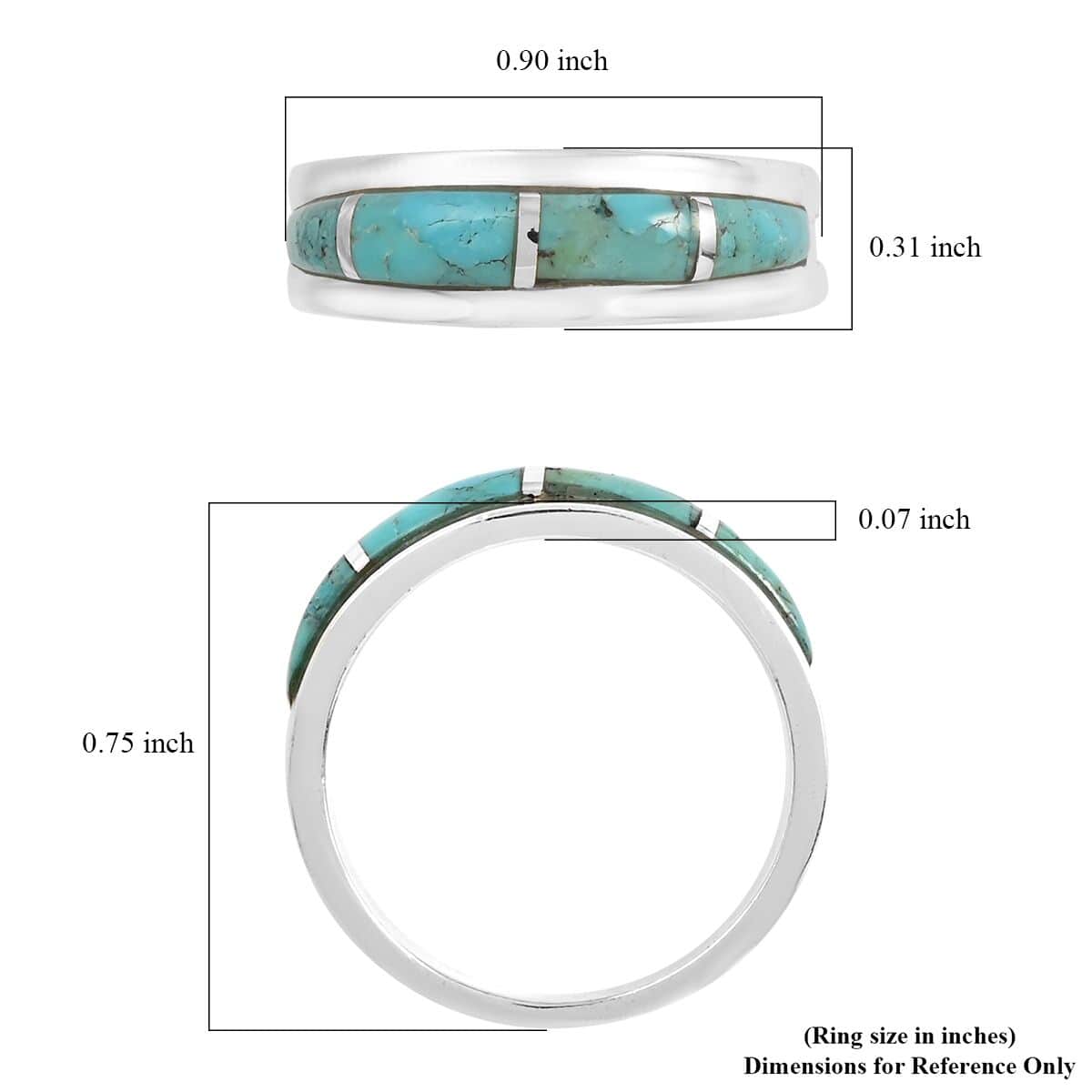 Santa Fe Style Kingman Turquoise Ring in Sterling Silver (Size 10.0) 4.00 ctw image number 4