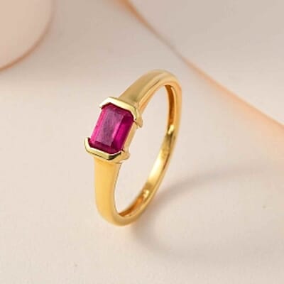 Niassa Ruby (FF) 0.95 ctw Ring in 14K YG Over Sterling Silver (Size 10.0)