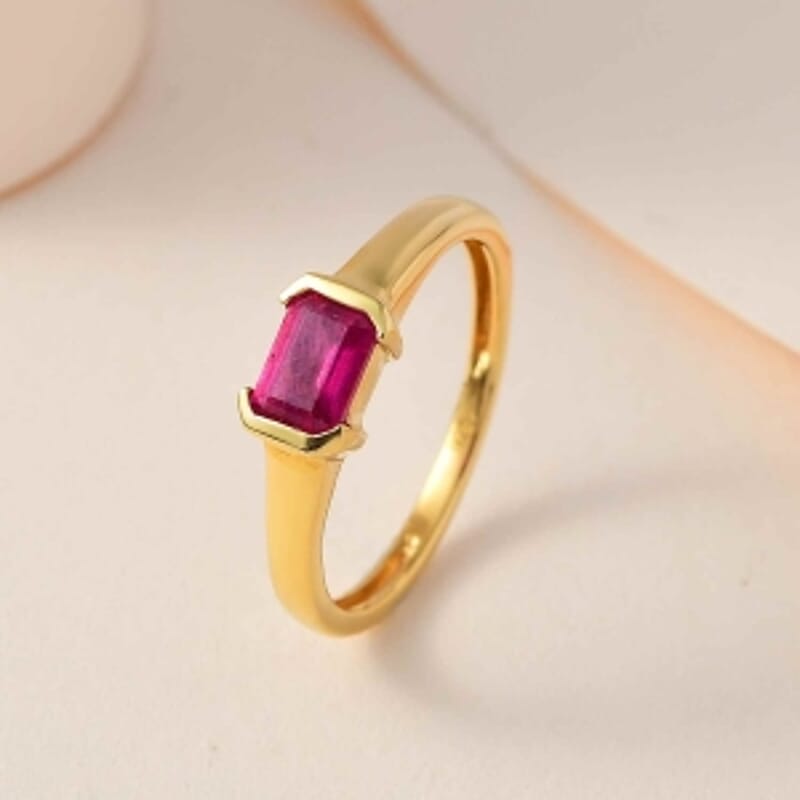 Niassa Ruby (FF) 0.95 ctw Ring in 14K YG Over Sterling Silver (Size 10.0)
