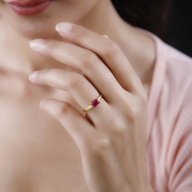 Niassa Ruby (FF) 0.95 ctw Ring in 14K YG Over Sterling Silver (Size 10.0)