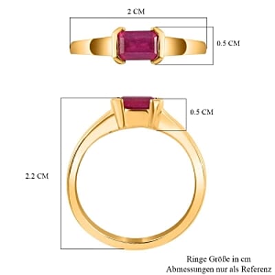 Niassa Ruby (FF) 0.95 ctw Ring in 14K YG Over Sterling Silver (Size 10.0)