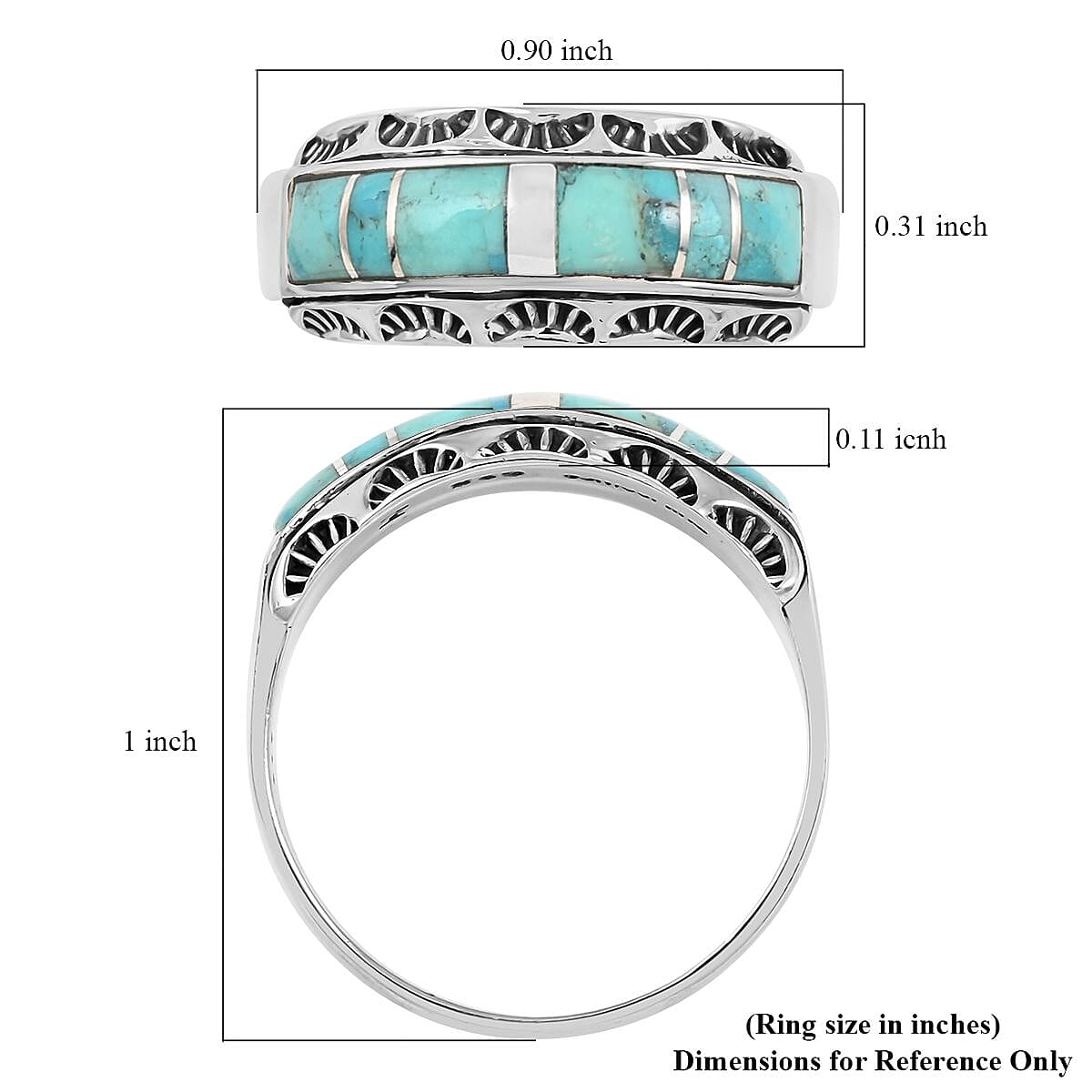 Santa Fe Style Kingman Turquoise Ring in Sterling Silver 3.00 ctw image number 4