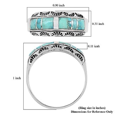 Santa Fe Style Kingman Turquoise Ring in Sterling Silver (Size 10.0) 3.00 ctw