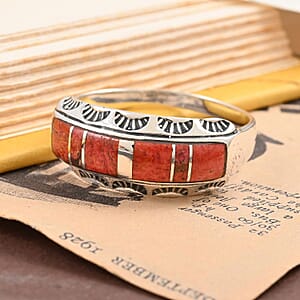 Santa Fe Style Plum Coral Ring in Sterling Silver (Size 8.0) 3.00 ctw