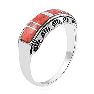 Santa Fe Style Plum Coral Ring in Sterling Silver (Size 8.0) 3.00 ctw