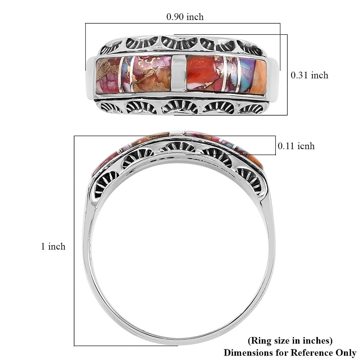 Santa Fe Style Multi Gemstone Ring in Sterling Silver (Size 11.0) 3.00 ctw image number 4