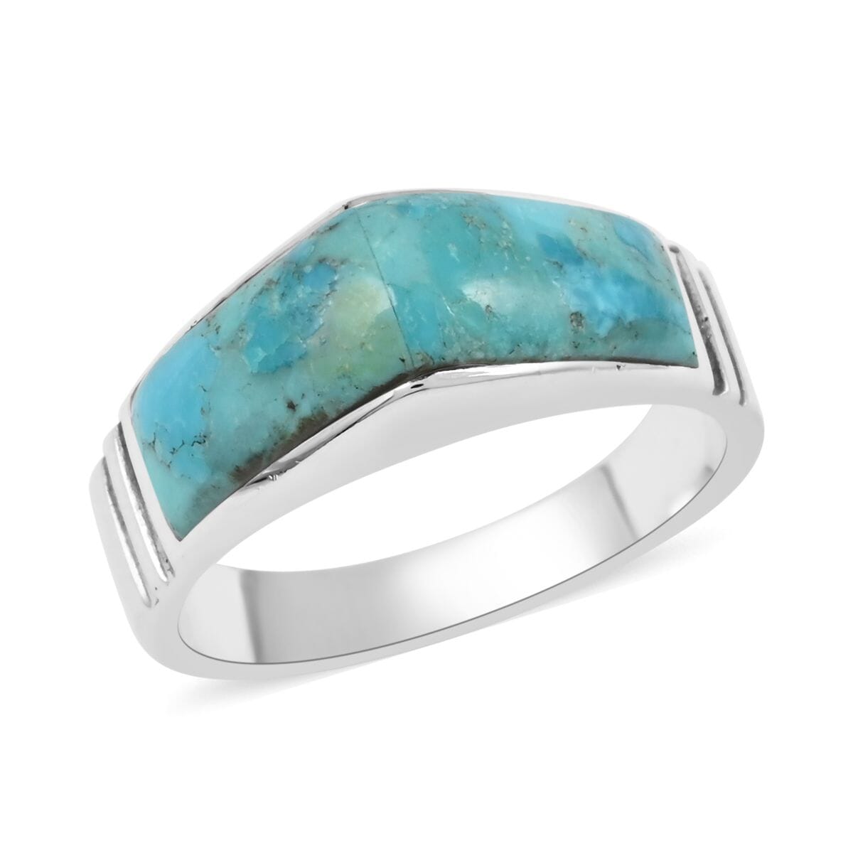Santa Fe Style Kingman Turquoise Ring in Sterling Silver 4.50 ctw image number 0