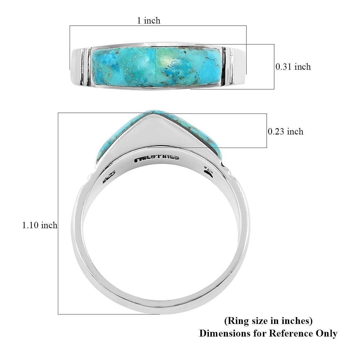 Santa Fe Style Kingman Turquoise Ring in Sterling Silver (Size 10.0) 4.50 ctw