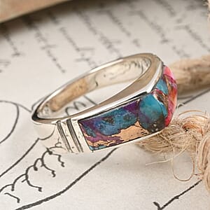 Santa Fe Style Multi Gemstone Ring in Sterling Silver (Size 9.0) 4.50 ctw