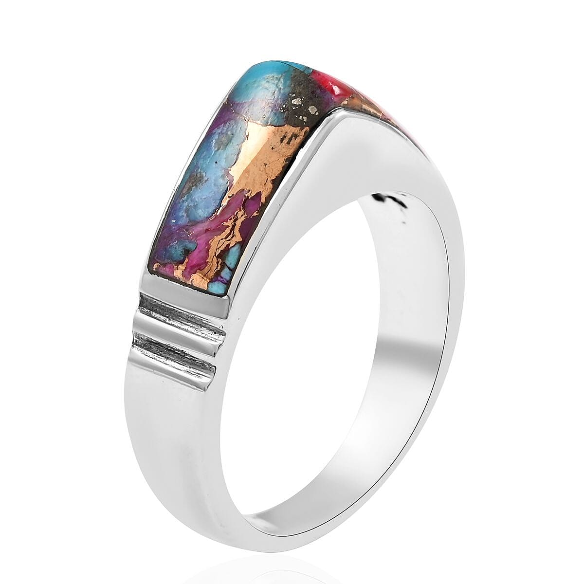 Santa Fe Style Multi Gemstone Ring in Sterling Silver (Size 9.0) 4.50 ctw image number 3