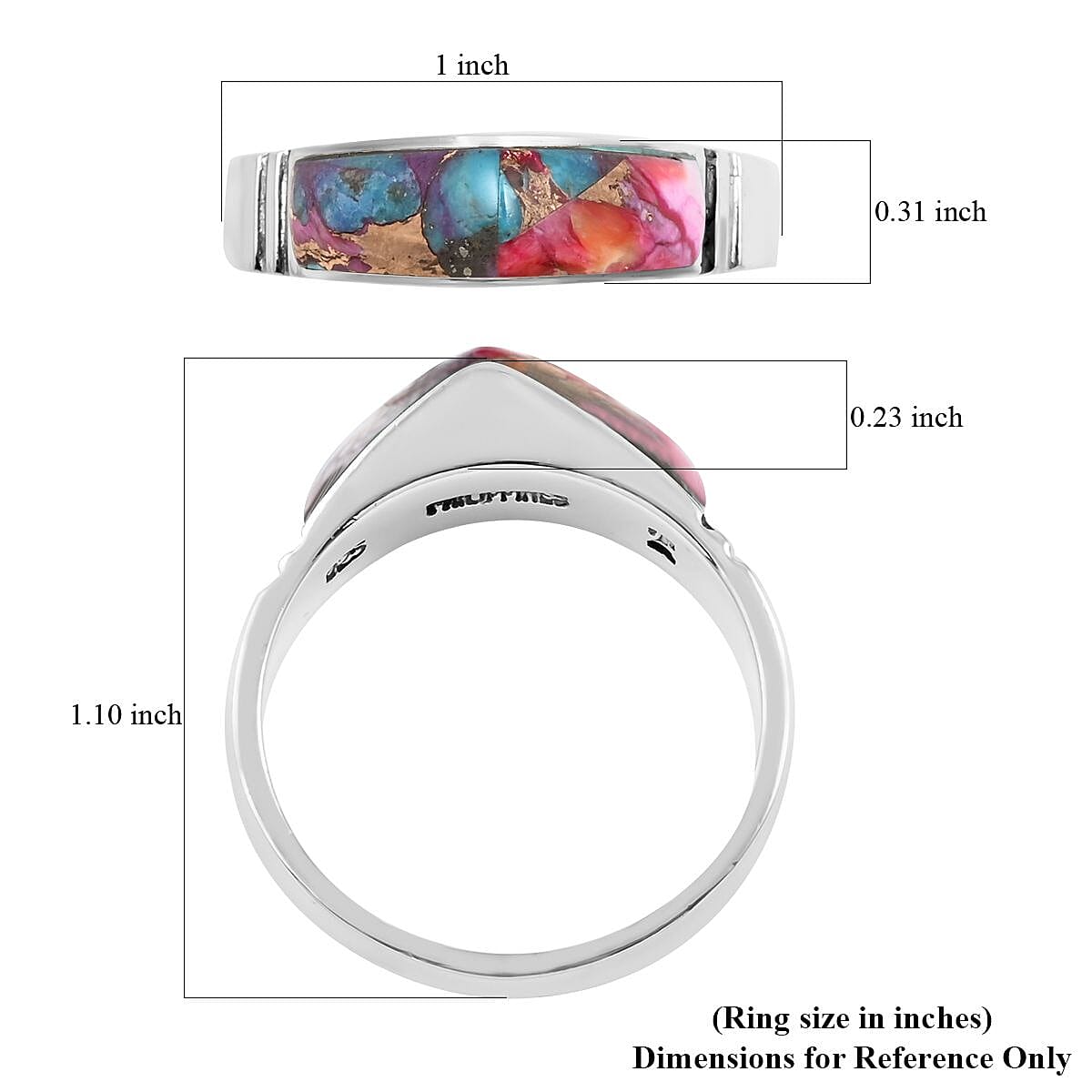 Santa Fe Style Multi Gemstone Ring in Sterling Silver (Size 9.0) 4.50 ctw image number 4