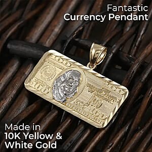 Doorbuster Made in America Dollar Pendant, 100 Dollar Bill Pendant, Dollar Pendant Gold, 10K Yellow and White Gold Pendant, Dual tone Gold Pendant 3.40 Grams