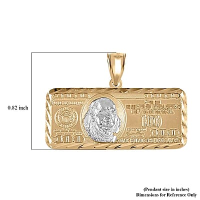 Made in America Dollar Pendant, 100 Dollar Bill Pendant, Dollar Pendant Gold, 10K Yellow and White Gold Pendant, Dual tone Gold Pendant 3.40 Grams