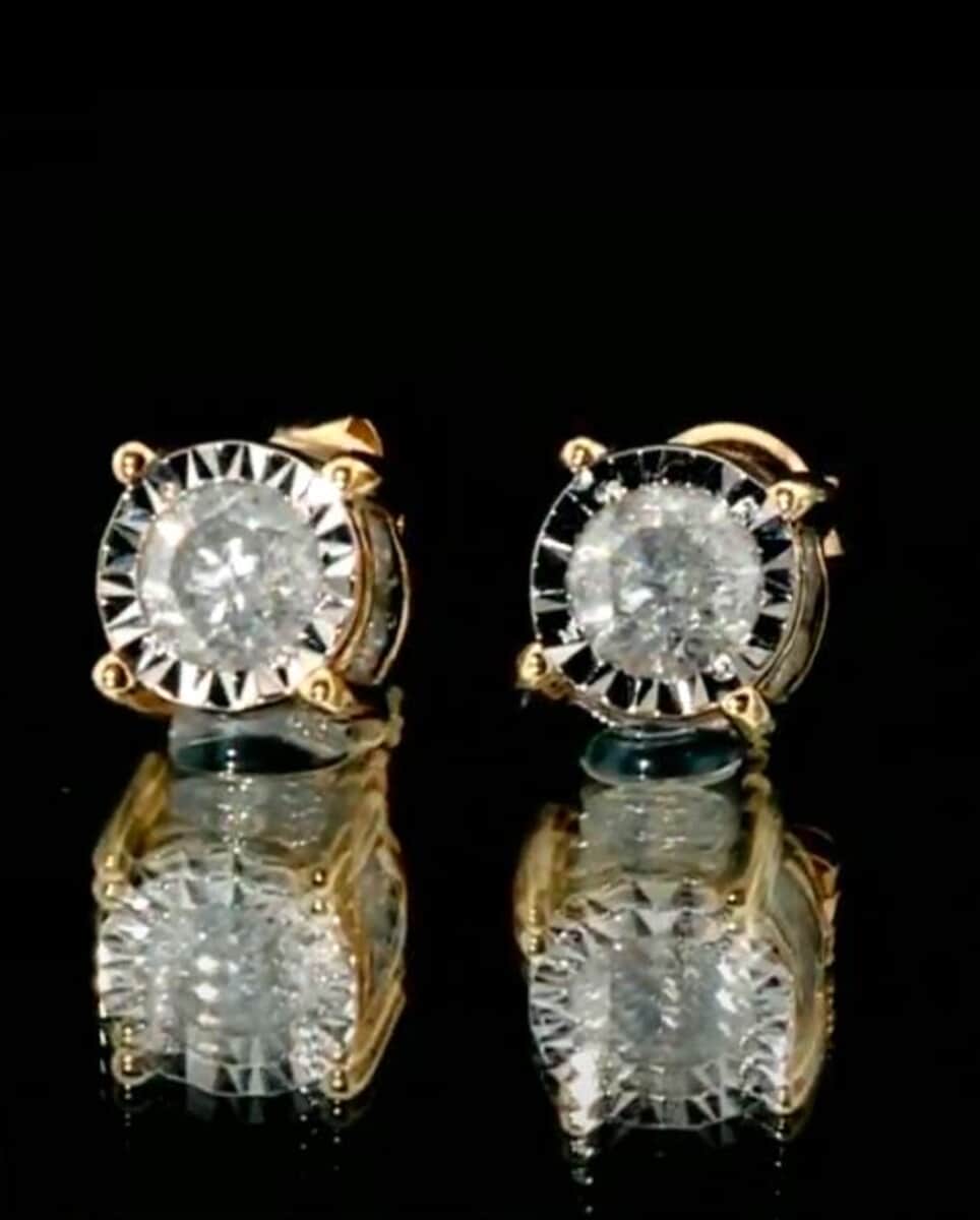 14K Yellow Gold Diamond (G SI2-I1) Earrings 1.50 ctw image number 0
