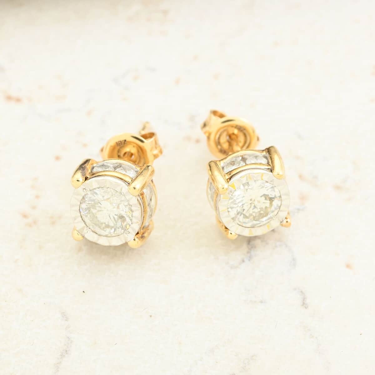 14K Yellow Gold Diamond (G SI2-I1) Earrings 1.50 ctw image number 1
