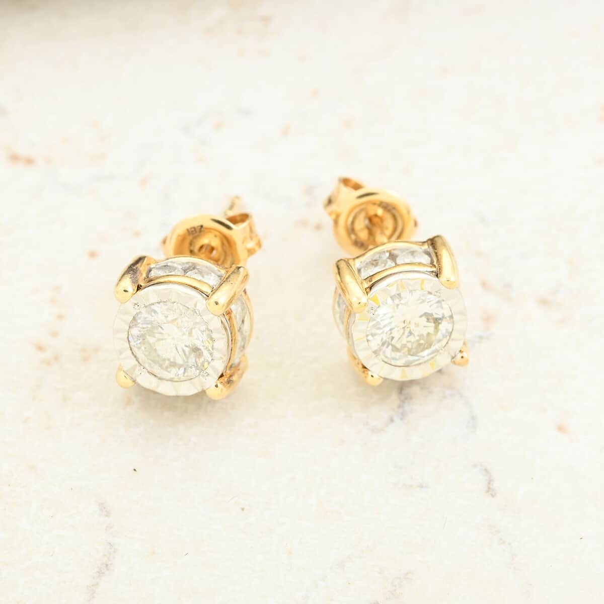 Memorial Day Doorbuster Deal 14K Yellow Gold Diamond (G SI2-I1) Earrings 1.50 ctw image number 1